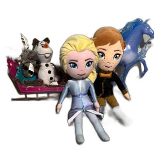 Disney Frozen Play Set Ana Elsa Olaf Sven Dolls Water Horse Sleigh 6-Pieces
